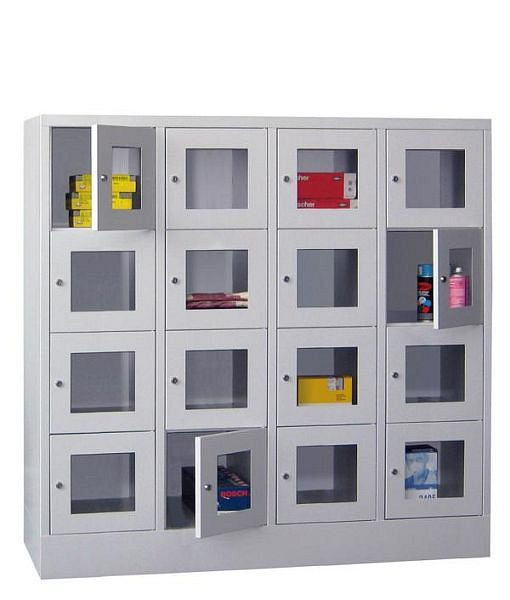 Armoire vestiaire Pavoy avec base 1518/500/1600, 4l x 4h, serrure à cylindre, largeur de compartiment 400, hublot, 61213-444-091-515