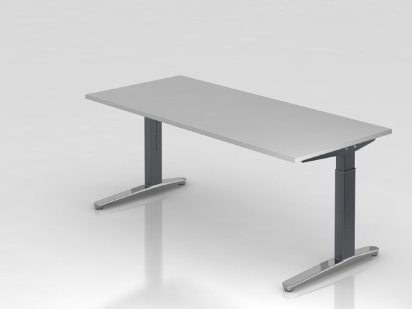 Bureau Hammerbacher pied C 180x80cm gris/graphite (poli), forme rectangulaire, VXB19/5/GC