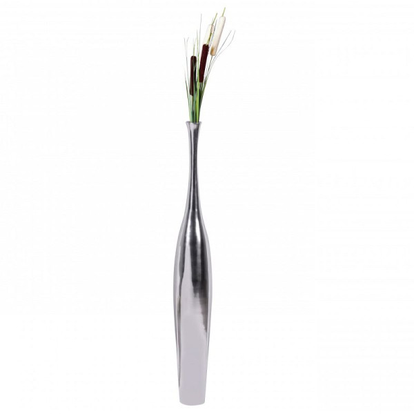Wohnling vase décoratif grande BOUTEILLE L aluminium moderne avec 1 ouverture en argent, grand vase à fleurs en aluminium fait main, grand vase décoratif pour fleurs, WL1.918