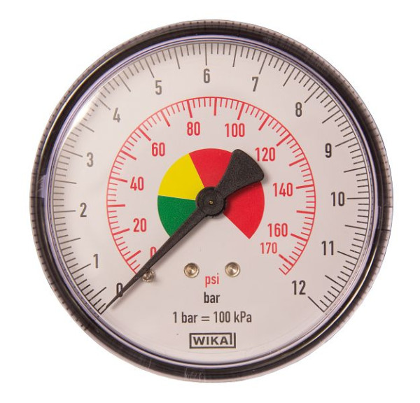 Manomètre ELMAG 0-10 bar, Ø 80 mm, Ø 1/4', filetage extérieur à l'arrière, 42227