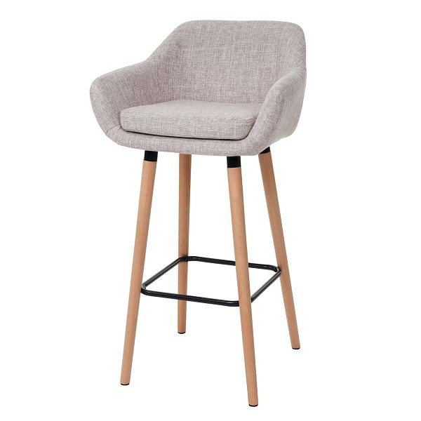 Tabouret de bar Mendler Malmö T381, tabouret de bar tabouret de comptoir, textile, gris crème, 74316