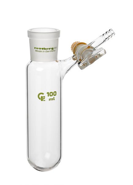 Tube Rettberg Schlenk, 15 ml, manchon NS 14,5/23 avec robinet latéral NS alésage 2,5 mm et olive 8 mm, non gradué, verre borosilicaté 3,3, 107000005