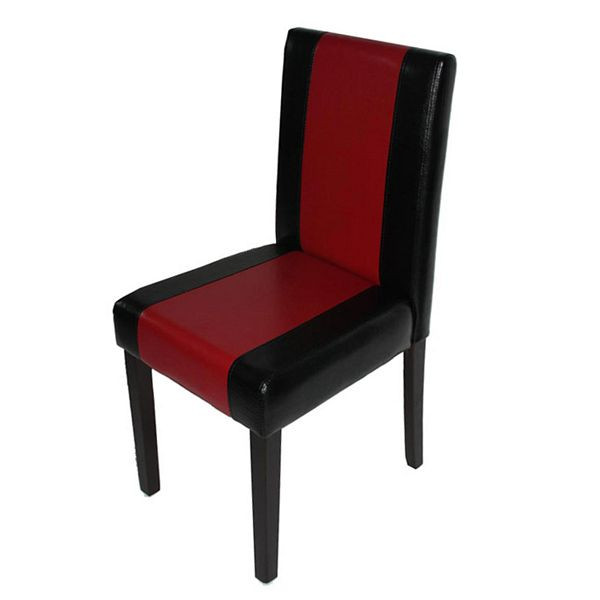Chaise de salle à manger Mendler Littau, chaise de cuisine, similicuir, noir/rouge, pieds foncés, 74382
