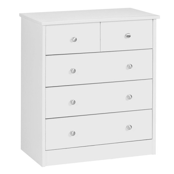 Wohnling Design commode en bois PRUE 60 x 70 x 35 cm blanc avec 5 tiroirs, WL1.339