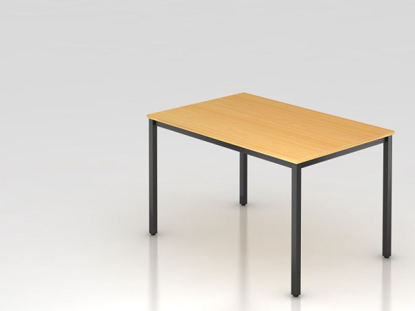 Table de réunion Hammerbacher 120x80cm hêtre/carré noir, forme rectangulaire, VDQ12/6/D