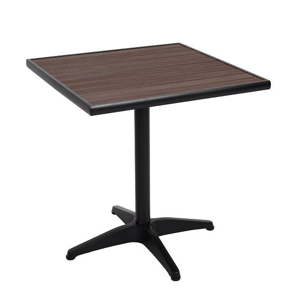 Table de jardin Mendler HWC-J95, table de balcon table bistro, gastronomie extérieur revêtement aluminium polywood, noir, marron foncé, 84861