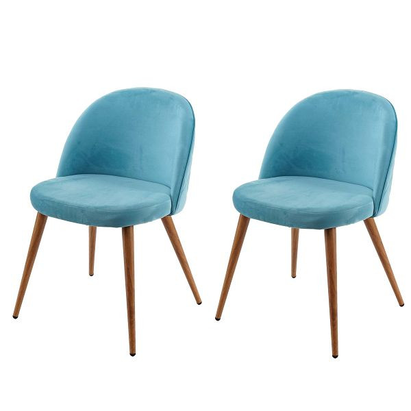 Mendler ensemble de 2 chaises de salle à manger HWC-D53, chaise chaise de cuisine design rétro des années 50, velours, turquoise, 63099