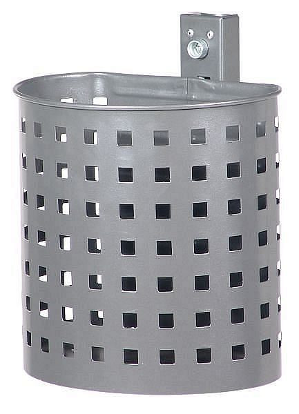 Poubelle Renner demi-ronde environ 20 L, perforée, pour montage mural et sur poteau, galvanisée et revêtue, fer mica anthracite, 7057-02PB DB703