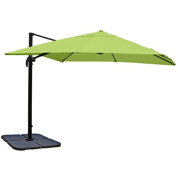 Mendler gastronomy parapluie feu tricolore HWC-A96, parasol, 3x3m (Ø4,24m) polyester/aluminium 23kg, vert avec support, 138980+31831