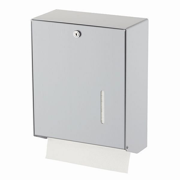 Distributeur d'essuie-mains Air Wolf pour jusqu'à 600 essuie-mains pliés, série Omicron II, H x L x P : 350 x 275 x 130 mm, aluminium anodisé, 35-750