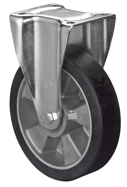 Roulette robuste BS Wheels, roulette fixe, largeur de roue 50 mm, Ø roue 200 mm, 600 kg, polyuréthane coulé 78 Shore A, aluminium, roulement à billes, N110.B91.203