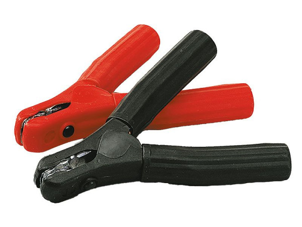 ELSPRO Batterieklemme (vollisoliertes, verzinktes Stahlblech mit Kupferbacken), schwarz abgewinkelt, Schweißstrom: 600 A, BK01W