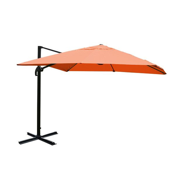 Mendler gastronomy parapluie feu tricolore HWC-A96, parasol, 3x4m (Ø5m) polyester/aluminium 26kg, terre cuite sans support, rotatif, 134330+122472
