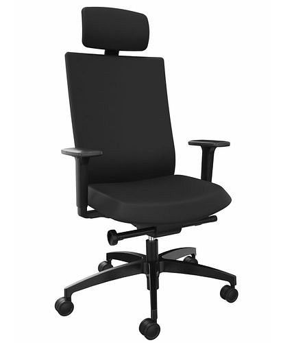 Chaise de bureau DENIOS AdJust evo, technologie Syncro-Evolution, support de nuque, noir, 292407
