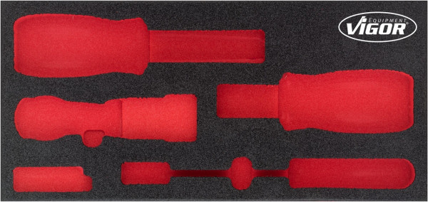 Inserts en mousse souple bi-composant VIGOR, dimensions insert / taille tiroir : S (188 x 393 x 35 mm), utilisation : V5017, V5017-L