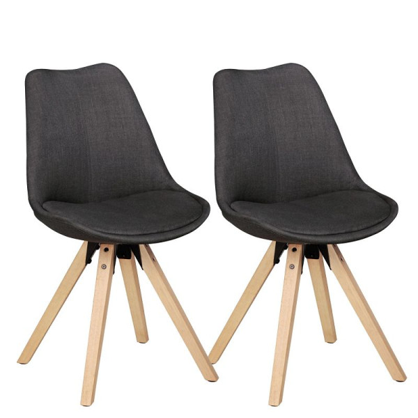 Wohnling, lot de 2 chaises de salle à manger rétro Lima anthracite, WL5.026