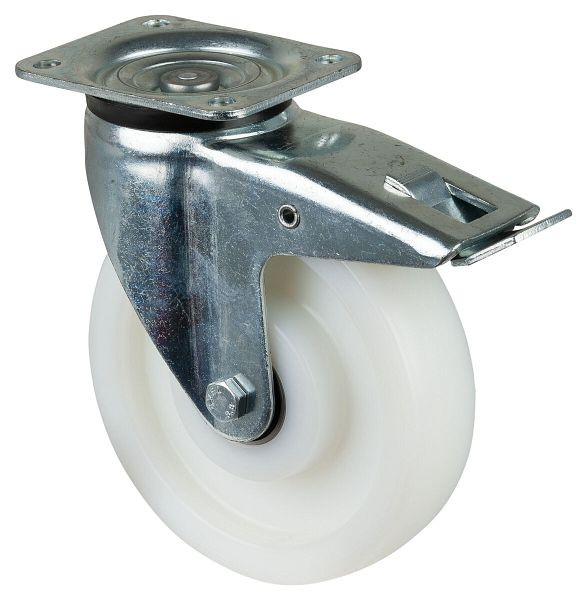 BS Rolls Roulette robuste avec frein, largeur 50 mm, Ø200 mm, jusqu'à 1200 kg, bande de roulement/corps de roue plastique, roulement à billes, L620.B15.201