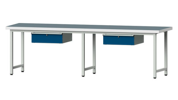 Bancs de travail ANKE table de travail, modèle 193, 2800 x 800 x 850 mm, RAL 7035/5010, UBP 50 mm, 401.474