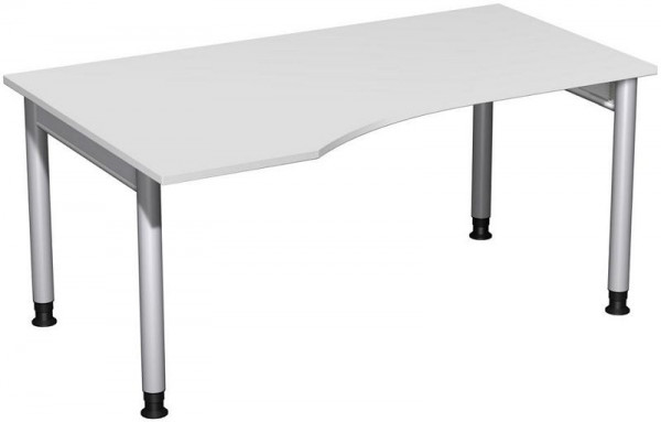 Bureau PC geramöbel gauche, réglable en hauteur, 1600x1000x680-820, gris clair/argent, N-657312-LS
