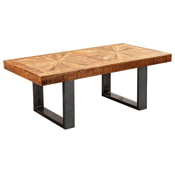 Wohnling Table basse moderne en bois massif de manguier 105x40x55 cm, au design industriel, WL5.950