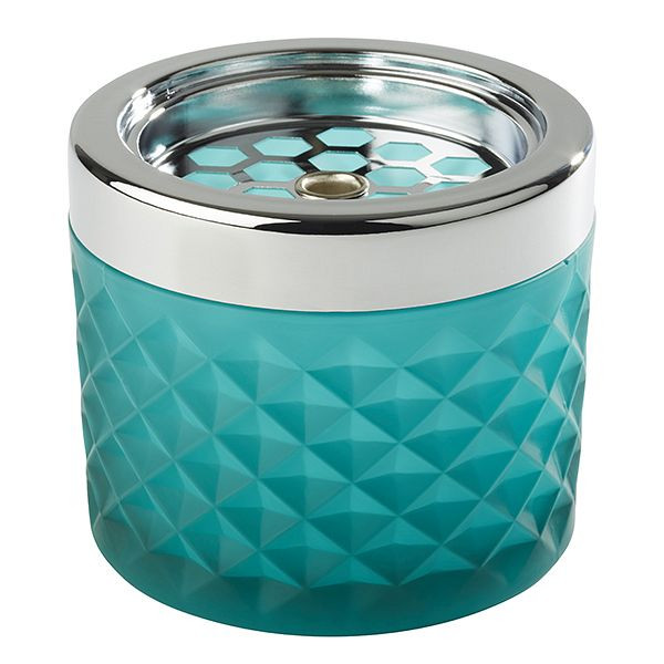 Cendrier à vent APS, Ø 9,5 cm, hauteur : 8 cm, verre, turquoise, dépoli, métal chromé, avec fermeture à baïonnette, 00584