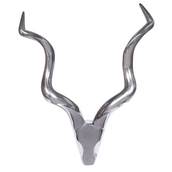 Wohnling Bois de cerf décoratif L Décoration murale en aluminium 80 cm Style maison de campagne en métal argenté Design moderne Tête de cerf Mur en bois de maison de campagne Grand WL1.241