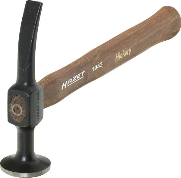 Hazet Bulging Hammer, Finishing and Tiller Hammer, 135mm, Round Face and Curved Sharp Tiller, HICKORY Handle, 1943