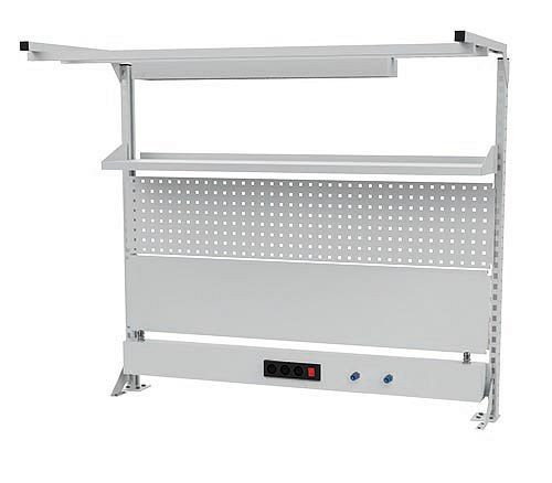Structure multi-parois Bedrunka+Hirth largeur 1500 avec cadre supérieur, 1x canal d'énergie, 1x paroi perforée, 1x paroi magnétique, 1x étagère, 1500 x 750 x 1250 mm, 03.900.15.20