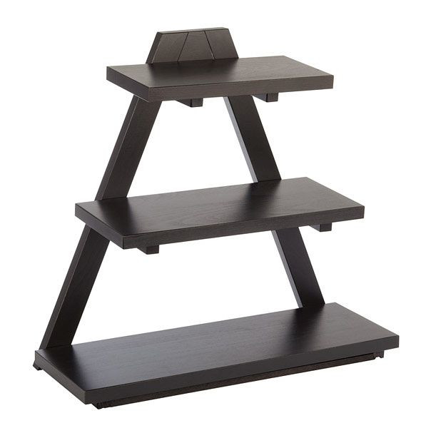 Structure de buffet APS -TRIANGLE-, 53 x 21 cm, hauteur : 50 cm, hêtre massif, coloris wengé, 3 niveaux, 14966