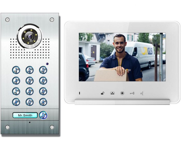 Anthell Electronics Kit d'interphone vidéo couleur à code PIN 1 famille avec stockage d'images, avec moniteur 7 ", CK1-690S1-1