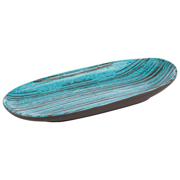 Assiette APS -CANCUN-, 28 x 13,5 x 4 cm, mélamine, intérieur : décor, turquoise / marron, extérieur : marron, 85201