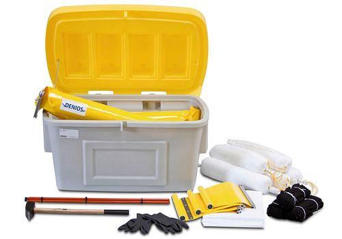 Kit d'extension de barrage anti-pollution DENIOS, comprenant 2 barrages anti-pollution de 5 m chacun et des liants anti-huile, 201-716