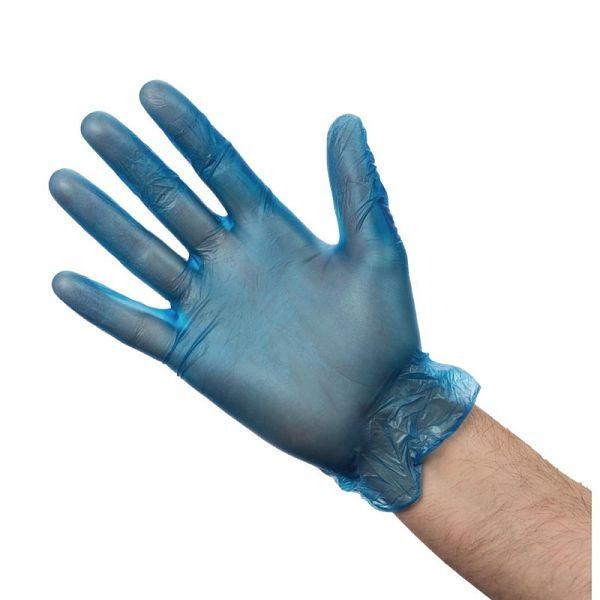 Gants en vinyle Vogue bleu poudré XL, PU: 100 pièces, CB254-XL