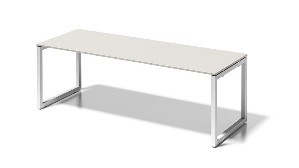 Bureau Bisley Cito, structure en O hauteur fixe 730 mm, H 19 x L 2200 x P 800 mm, gris blanc/blanc signalisation, DOF2208GW396