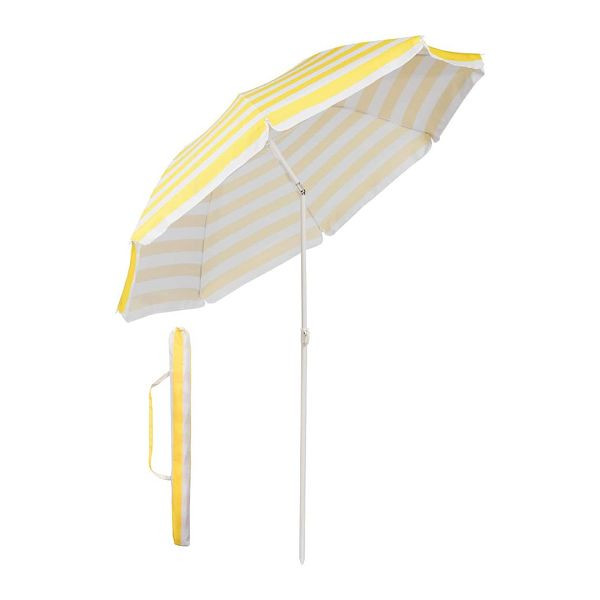 Parasol rond Sekey® 160 cm, coloris : rayures jaunes et blanches, 39916003