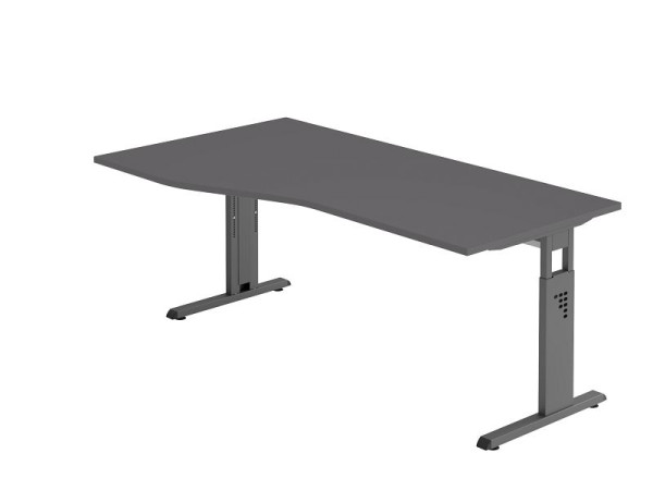 Bureau Hammerbacher pied C 180x100/80cm graphite/graphite, hauteur de travail 65-85 cm, VOS18/G/G