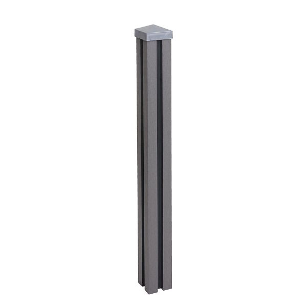 Mendler Poteau WPC Clôture Sarthe WPC, poteau pilier, système enfichable, 98cm, gris, 76252