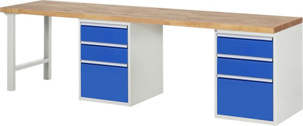 Etabli RAU série 7000 - modèle 7503-8, L3000 x P700 x H890 mm, base système L3000 x P650 x H850 mm, avec 6 tiroirs, 03-7507A8-307B4M.11