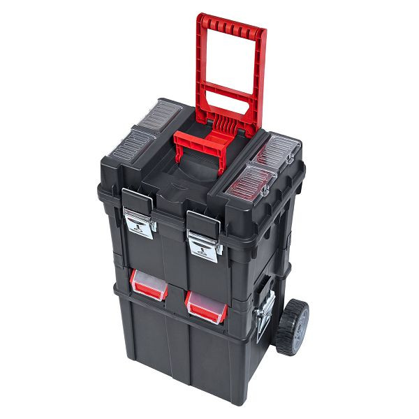 Valise à outils ADB trolley/wheelbox HD Compact, noir/rouge, 15506