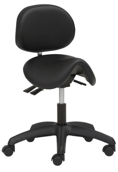 Tabouret pivotant fonctionnel Mayer Sitzmöbel , avec siège en forme de selle et dossier mobile, hauteur d'assise 45 - 56 cm, noir brillant, 1247_30572