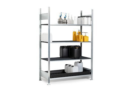 Rayonnage pour produits dangereux DENIOS GKG 1360 pro, grille PE, 1360 x 637 x 2000, champ de base, 273-923