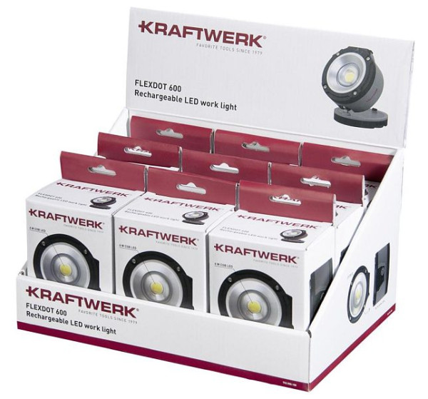 Présentoir Kraftwerk avec lampe de travail à LED Flexdot 600, rechargeable, 9 pièces, 702.000.100