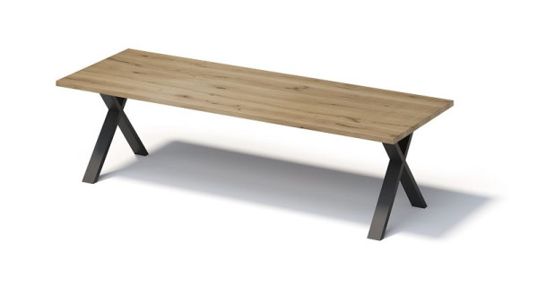 Bisley Fortis Table Regular, 2800 x 1000 mm, bord droit, surface huilée, cadre en X, surface: naturel / couleur du cadre: noir, F2810XP333