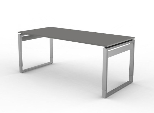 Bureau Kerkmann avec structure en fer, forme 5, L 1800 x P 800 x H 680-820 mm, graphite, 11405212