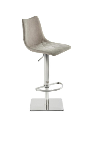 Mayer Sitzmöbel , structure en acier inoxydable, coque d'assise rembourrée en simili cuir aspect vintage gris clair, 1275_04_544