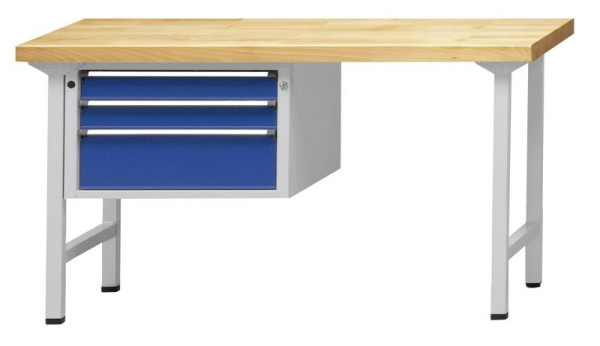 Établi combiné ANKE; 1500x700 mm; RAL 7035/5010; Élément bas gauche 660x615x420 mm, 3 tiroirs 90, 90, 180 mm