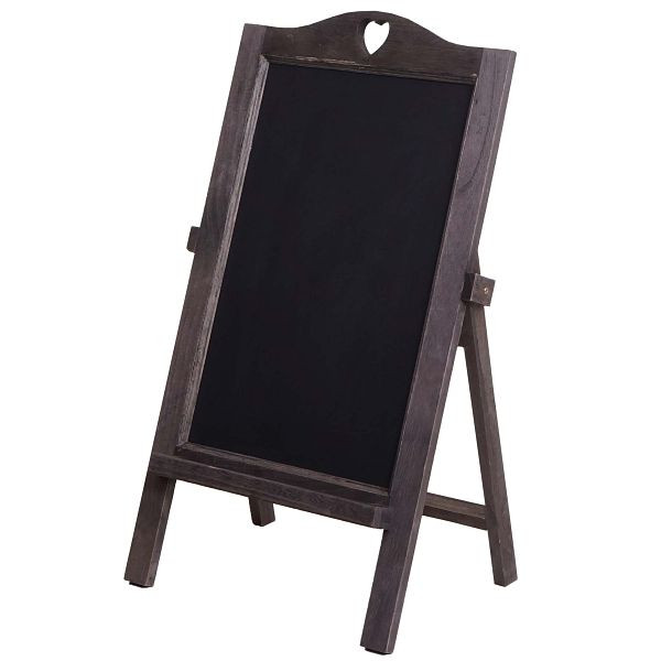 Panneau publicitaire Mendler HWC-E51, tableau noir sur pied, 66x37x27cm aspect shabby vintage, gris-brun, 94487