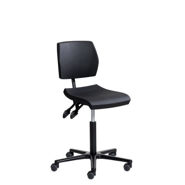 Chaise de travail SOFAME ERGOSLIM à roulettes, hauteur d'assise 49-69 cm, piètement aluminium, W050100003