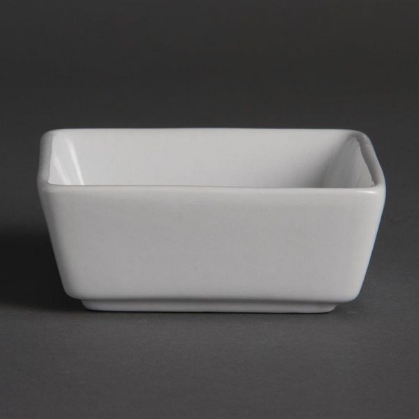 Bols amuse-gueules carrés OLYMPIA en porcelaine blanche 8,5 cm, UE: 12 pièces, Y729