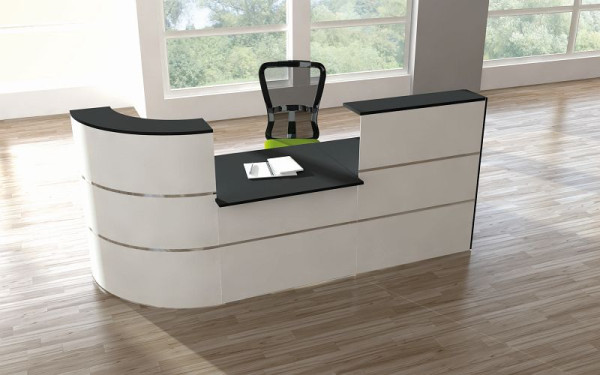 Kerkmann comptoir Cento 5, L 2800 x P 950 x H 1100 mm, blanc/anthracite, 21385410